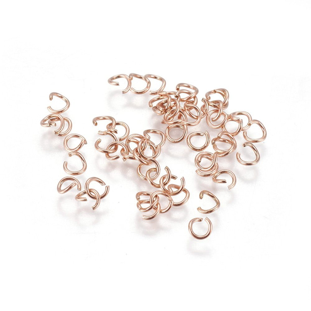 Ion Plating(IP) 304 Stainless Steel Open Jump Rings Rose golden 22 Gauge 3.5x0.6mm Hole: 2mm