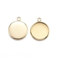 thumbnail image 1 of Ion Plating(IP) 304 Stainless Steel Pendant Cabochon Settings Plain Edge Bezel Cups Flat Round Golden Tray: 12mm 16.5x13.5x2mm Hole: 1.8mm, 1 of 2