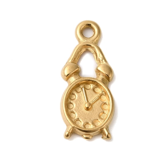 Ion Plating(IP) 304 Stainless Steel Pendant Rhinestone Settings Alarm Clock Real 18K golden Plated Fit for 1mm Rhinestone 20x8x2mm Hole: 1.6mm