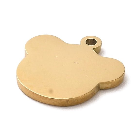 Ion Plating(IP) 304 Stainless Steel Pendants Bear Head Charm Golden 15x14.5x1mm Hole: 1.2mm.