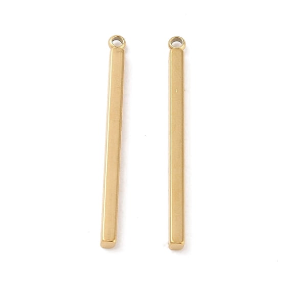 Ion Plating(IP) 304 Stainless Steel Pendants Cuboid/Bar Charm Real 18K golden Plated 32.5x2.5x2mm Hole: 1.4mm