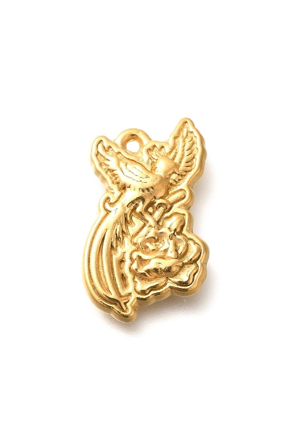 Ion Plating(IP) 304 Stainless Steel Pendants Eagle Charm Real 18K golden Plated 21.5x16.5x4mm Hole: 2mm