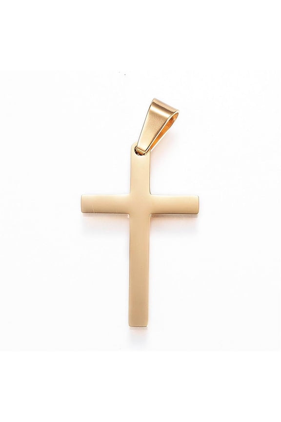 Ion Plating(IP) 304 Stainless Steel Pendants Real 18K golden Plated 32x20x3mm Hole: 4mm