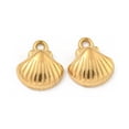 thumbnail image 1 of Ion Plating(IP) 304 Stainless Steel Pendants Shell Shape Charms Real 18K Gold Plated 12.5x11x4mm Hole: 2mm DIY, 1 of 3