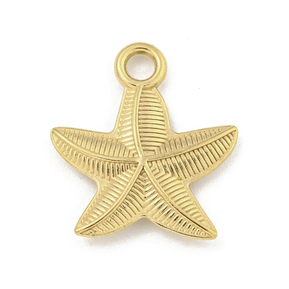 Ion Plating(IP) 304 Stainless Steel Pendants Starfish Charm Real 18K golden Plated 21.5x19x3mm Hole: 3mm