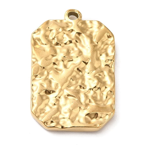 Ion Plating(IP) 304 Stainless Steel Pendants Textured Rectangle Charm Golden 25x16.5x3mm Hole: 1.4mm