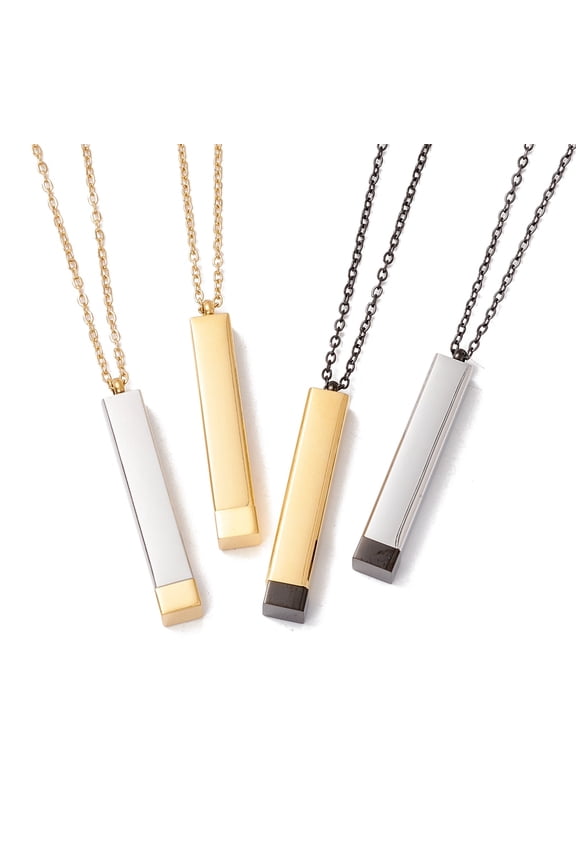 Ion Plating(IP) 304 Stainless Steel Rectangle Bar Pendant Necklace for Hidden Message Necklace Making Mixed Color 18.3 inch(46.5cm)