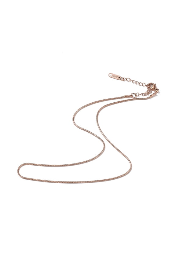 Ion Plating(IP) 304 Stainless Steel Round Snake Chain Necklace for Men Women Rose Gold 15.83 inch(40.2cm)