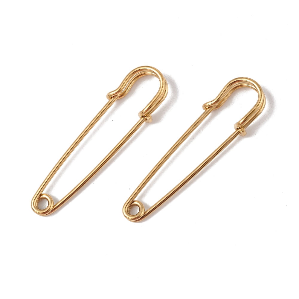 Ion Plating(IP) 304 Stainless Steel Safety Pins Brooch Findings Kilt Pins for Lapel Pin Making Golden 50.5x14x5.5mm