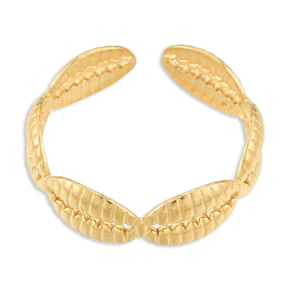 Ion Plating(IP) 304 Stainless Steel Shell Wrap Open Cuff Ring for Women Real 18K golden Plated US Size 8(18.1mm)
