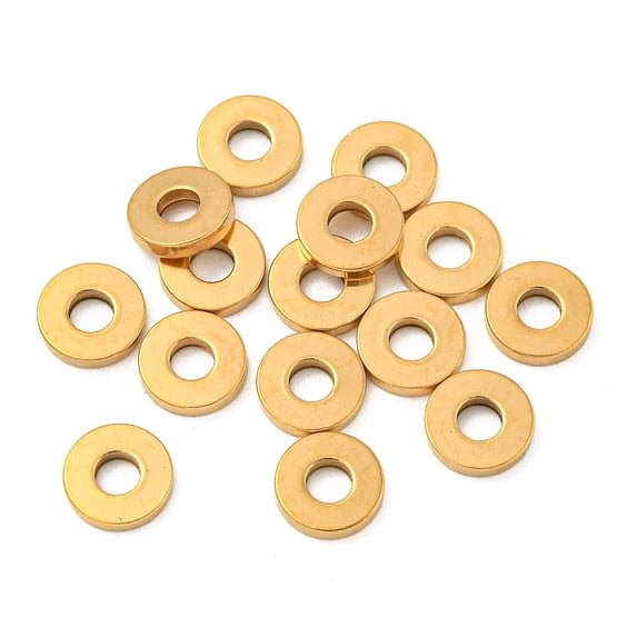 Ion Plating(IP)304 Stainless Steel Spacer Beads Flat Round Golden 8x1.5mm Hole: 3.2mm diy