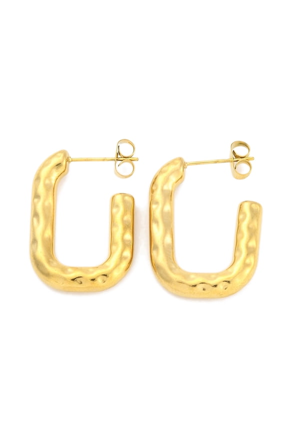 Ion Plating(IP) 304 Stainless Steel Stud Earrings Real 18K Gold Plated 28x19mm