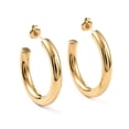 thumbnail image 1 of Ion Plating(IP) 304 Stainless Steel Stud Earrings for Women C-Shaped Real 14K Gold Plated 35~36x5mm Pin: 0.7mm, 1 of 2