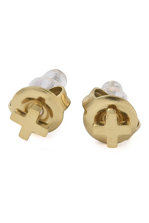 Ion Plating(IP) 304 Stainless Steel Stud Earrings for Women Real 14K Gold Plated 4.5x4.5mm