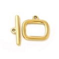 thumbnail image 1 of Ion Plating(IP) 304 Stainless Steel Toggle Clasps Rectangle Real 18K golden Plated Rectangle: 13.5x14x2mm Hole: 1.4mm 6.5x9.5mm inner diameter Bar: 16.5x5x2mm hole: 1.2mm, 1 of 2