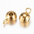 thumbnail image 1 of Ion Plating(IP) 304 Stainless Steel Tube Bails Loop Bails Rondelle Bail Beads Real 18K golden Plated 9x5x6mm Hole: 2mm, 1 of 1