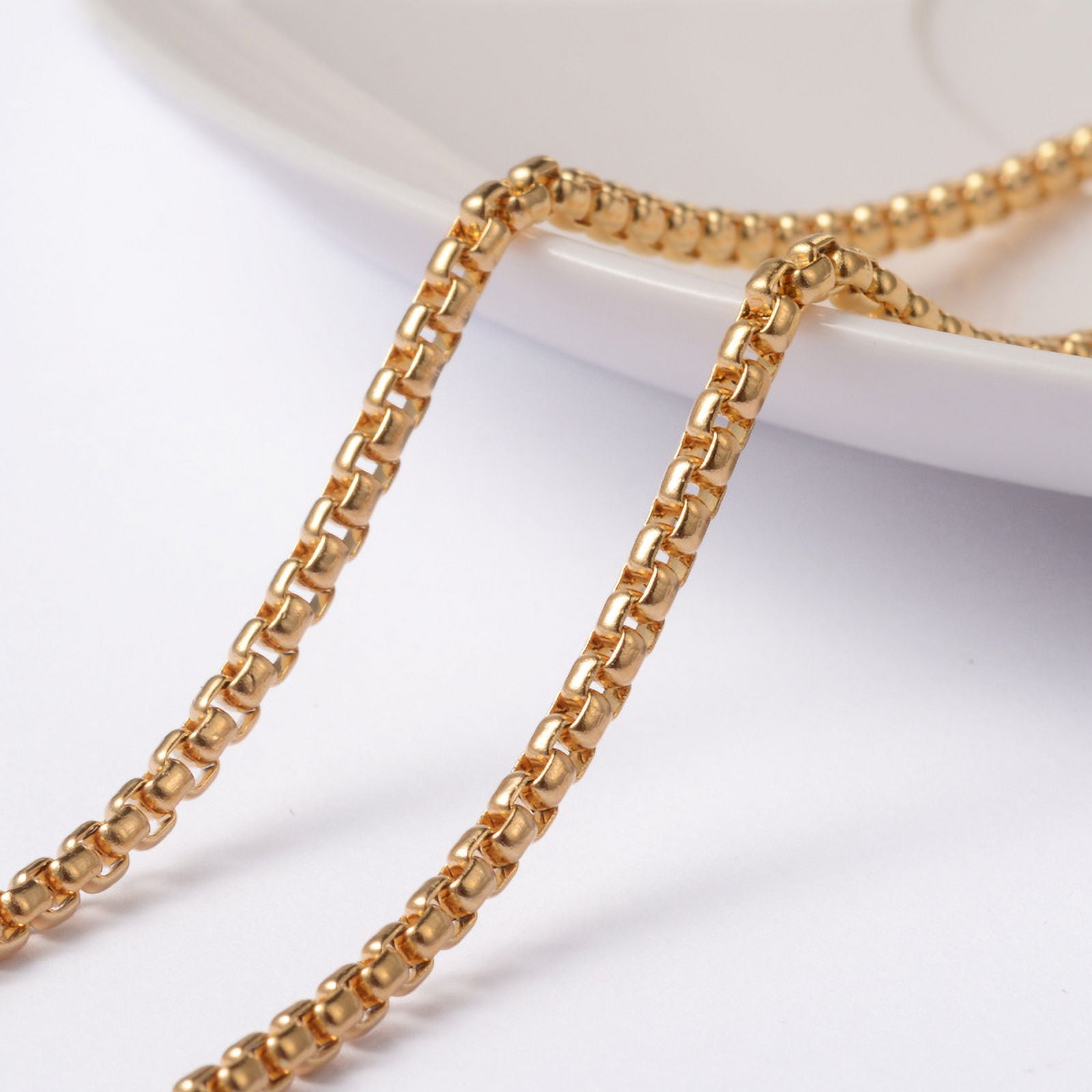 Ion Plating(IP) 304 Stainless Steel Venetain Chains Box Chains Unwelded ...