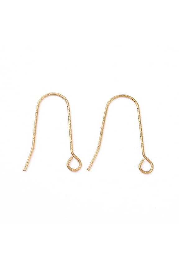 Ion Plating(IP) 316 Stainless Steel Earring Hooks with Horizontal Loop Golden 22x15x0.9mm 19 Gauge Hole: 2.5mm