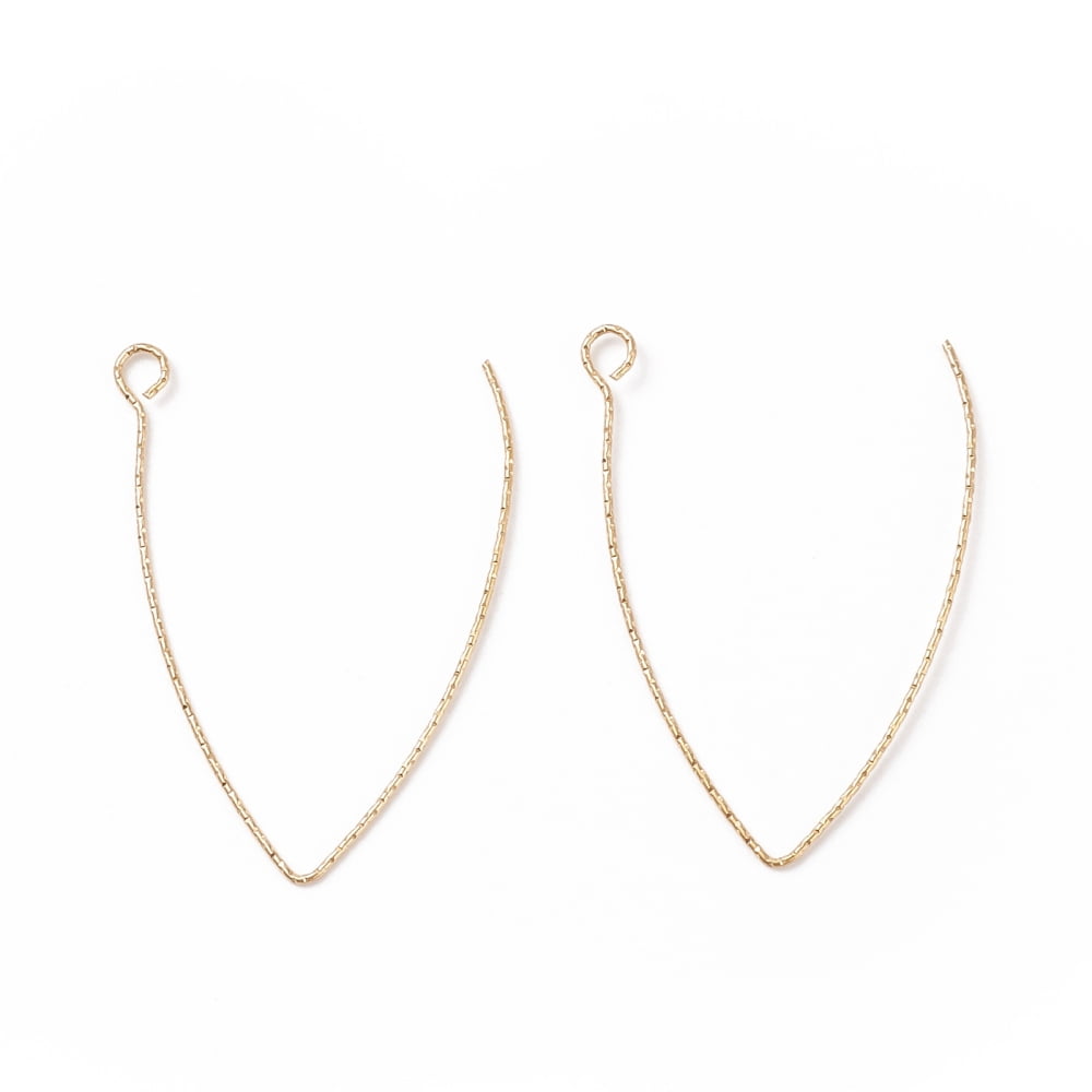 Ion Plating(IP) 316 Stainless Steel Earrings Finding Earring Hooks with Horizontal Loop Golden 40x25x0.7mm Hole: 2.5mm 21 Gauge Pin: 0.7mm