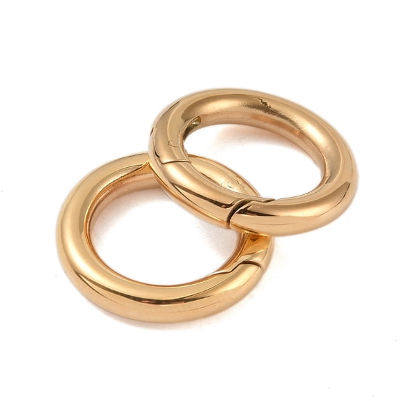 Ion Plating(IP) 316 Stainless Steel Spring Gate Rings Rings Real 18K golden Plated 16x3mm