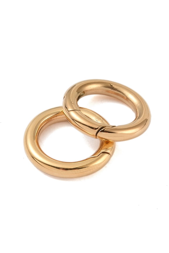 Ion Plating(IP) 316 Stainless Steel Spring Gate Rings Rings Real 18K golden Plated 16x3mm