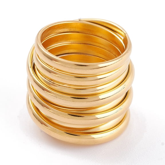 Ion Plating(IP) Unisex 304 Stainless Steel Finger Rings Column Round Shape Golden Size 6~9 20~21.5mm Inner Diameter: 16.5~18.9mm