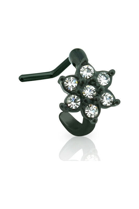 Ion plated surgical steel nose ring Crowler Flower Gem flower design
