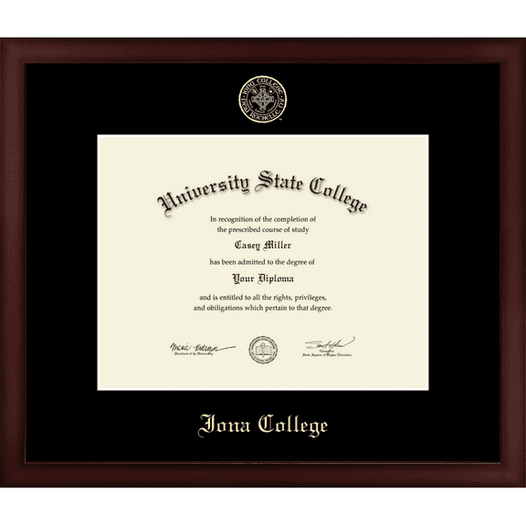 Iona College Diploma Frame, Document Size 11" x 8.5"