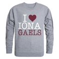 thumbnail image 1 of Iona College I Love Crewneck T-Shirt, Heather Grey - Large, 1 of 1