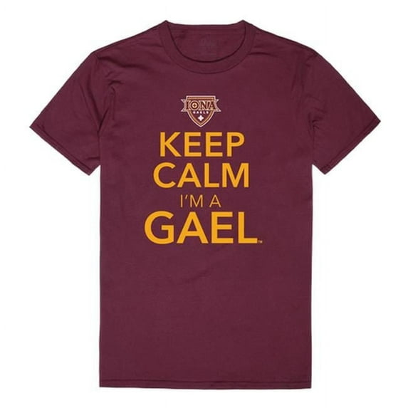 Iona College Men Keep Calm T-Shirt, Maroon White - Extra Large