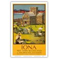 thumbnail image 1 of Iona - See this Scotland by MacBraynes Steamers - Celtic Cross at Iona Abbey - Vintage Ocean Liner Travel Poster by Tom Gilfillan c.1928 - Master Art Print (Unframed) 12in x 18in, 1 of 4