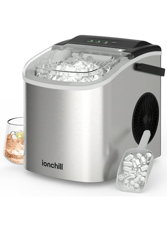 Ionchill Quick Cube Ice Machine, 26lbs/24hrs Portable Countertop Bullet Cubed Ice Maker