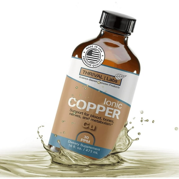 Ionic Colloidal Copper Liquid (16oz/30 PPM) | Blood | Bones | Nerves | Metabolism - Thrival Labs