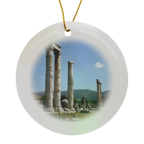3drose, Ionic Columns of the Temple of Aphrodite, Aphrodisias, Circle Porcelain Ornament