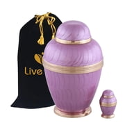 Ionic Cremation Urn - Adult Funeral Urn - Solid Brass Funeral Urn - Handcrafted Adult Funeral Urn for Ashes -Affordable Urn Deal with Free Keepsake Lilac