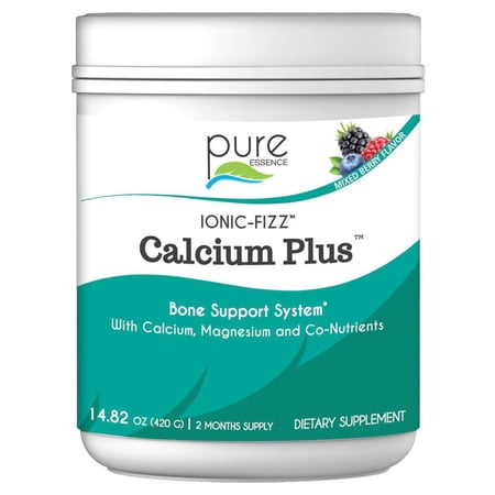 Pure Essence Labs - Ionic-Fizz Calcium Plus Mixed Berry, Bone & Muscle Support Drink Powder Mix with Vitamin D3 & Magnesium - 60 servings