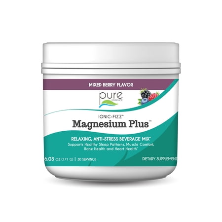 Pure Essence Labs Ionic Fizz Magnesium Plus, Anti-Stress Supplement Drink Powder, Gluten Free and Non-GMO Magnesium Powder (Mixed Berry, 6.03 Ounce (Pack of 1))