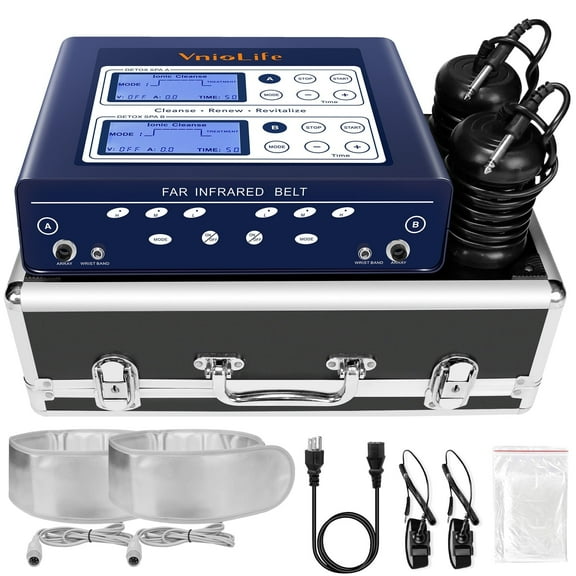 Ionic Foot Bath Detox Machine, Dual Foot Detox Machine for 2 Users with Heating Belt, 5 Detox Mode,Dual Channel, Suitable for Home Beauty Salon Foot Spa Use