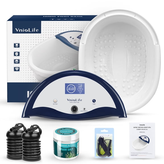 Ionic Foot Bath Detox Machine, Ion Detox Foot Bath Cleanse, Foot Detox Spa with Waist Strap, Arrays, Slippers | LCD Display, Time Setting