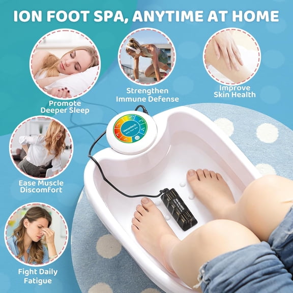 Ionic Foot Bath Detox , Portable Electric Foot Spa with Dual Arrays & Timer for Home Salon Use
