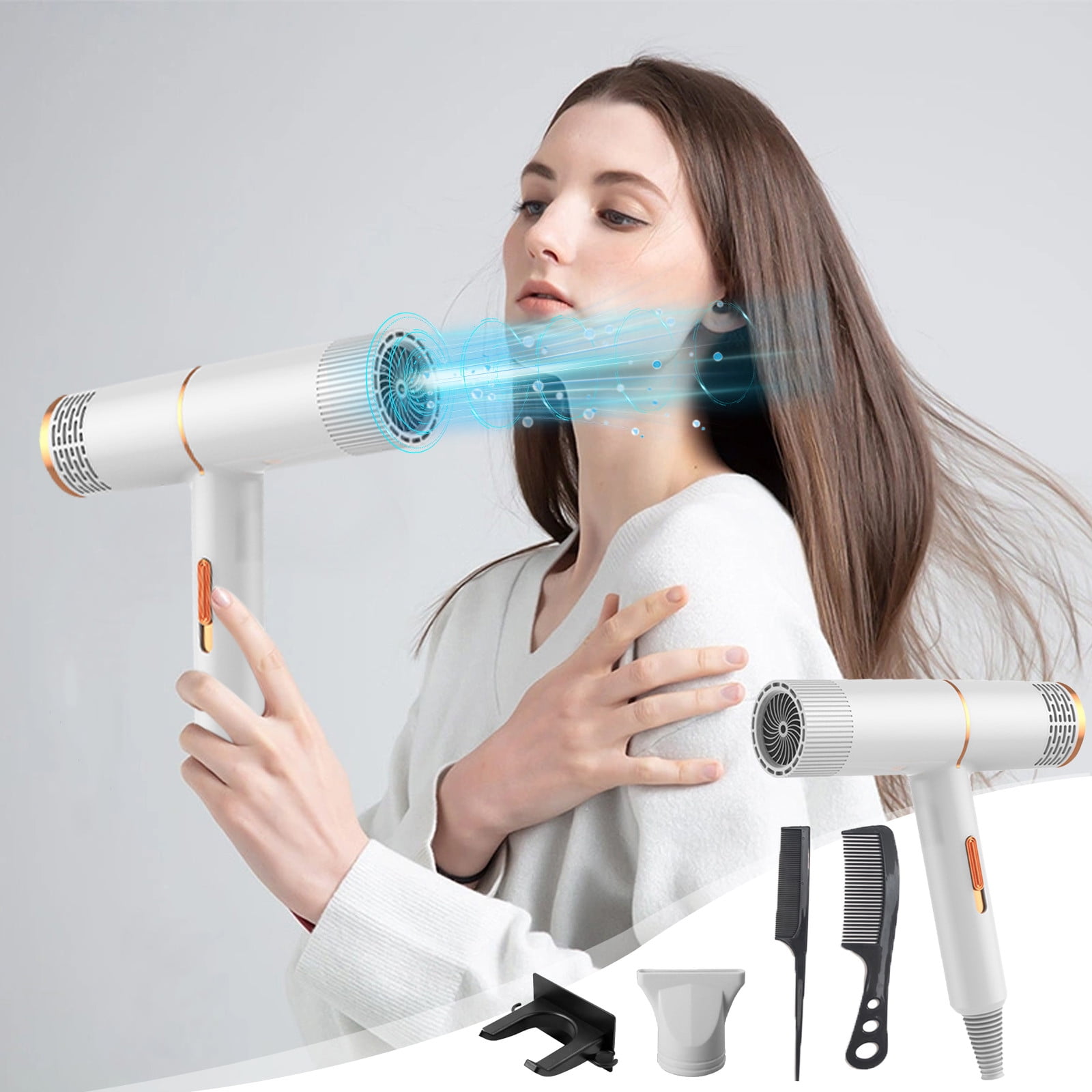 Ionic Hair Dryer Blow Dryer with Diffuser Concentrator Nozzles Comb and ...