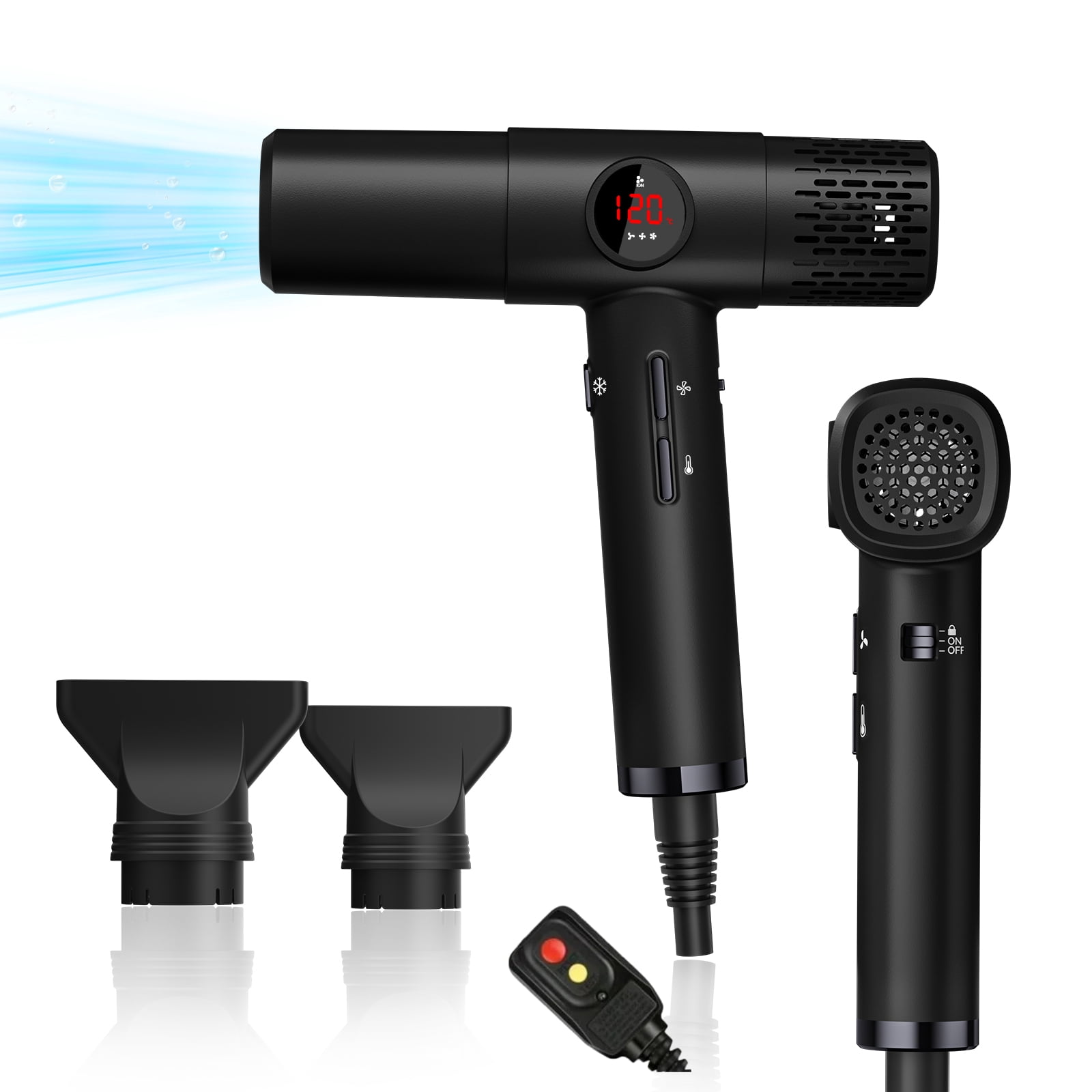 Ionic Hair Dryer with Diffuser - 1800W High-Speed Blow Dryer, Innovative Led Display Temperature Control Blow Dryer, Low Noise, Lightweight, Suitable for Travel, Home Salon