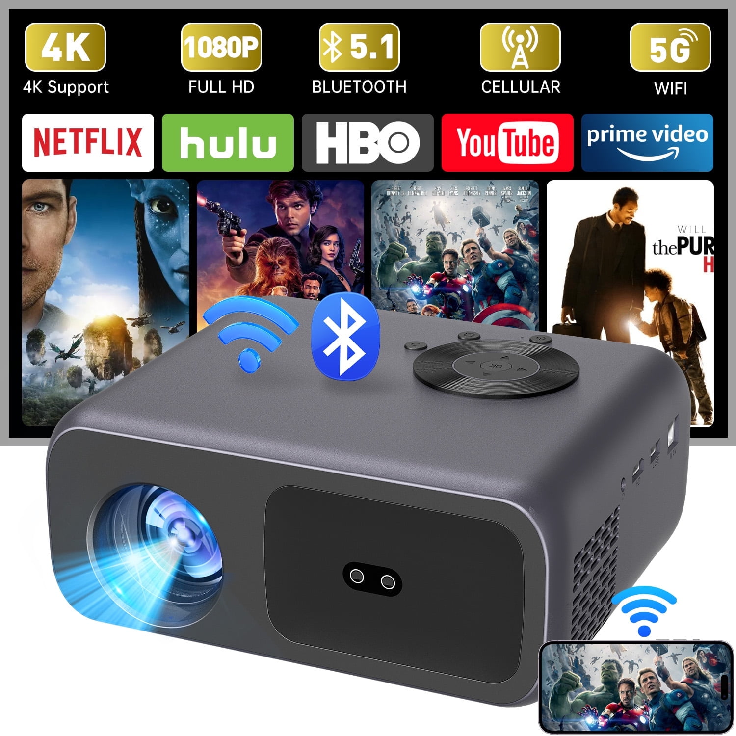 Bluetooth and wifi conncetion Projector
