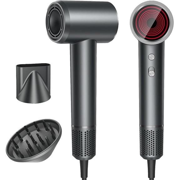 Ionic Hair Dryer with Diffuser for Fast Drying and Constant Temperature Control Gray