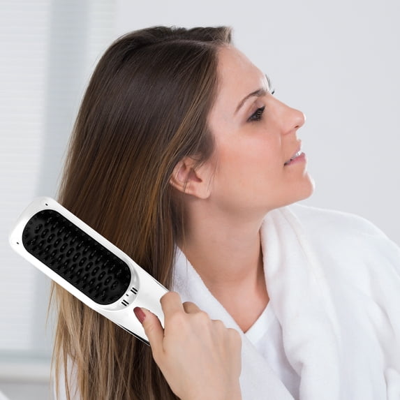 Ionic Hair Straightener Brush, Hair Straightening Brush Flat Iron for Women, Anti-Scald Ceramic Straightening Comb Fast Heating for Home Salon