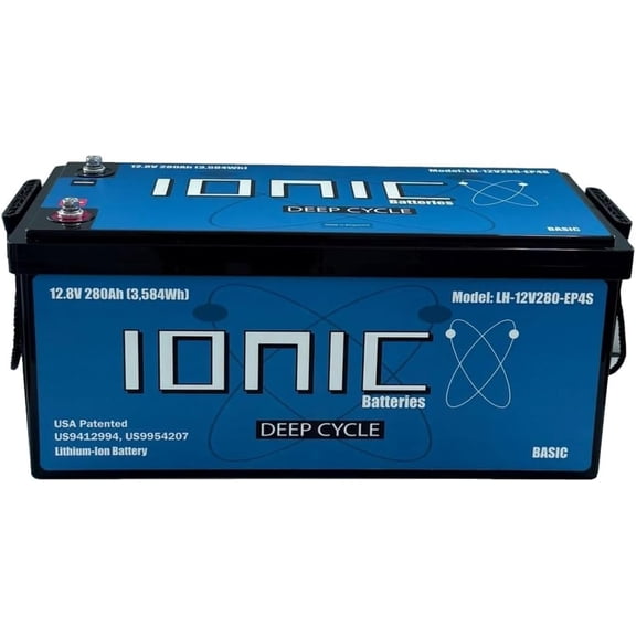 Ionic Lithium 12V 280Ah LiFePO4 Deep Cycle Battery (No Bluetooth) - Perfect for Bass Boats, Trolling Motors, Solar Energy Storage, RVs, Back-Up Power, and Off-Grid Applications