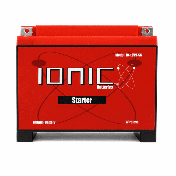 Ionic Lithium 12V Starter Battery for Powersports - 12V S6 | 720 CA LiFePO4 Battery for Motorcycles, UTVs, ATVs, & Jet Skis - Bluetooth Capability - 4.4lbs - IC-12V9-S6-P