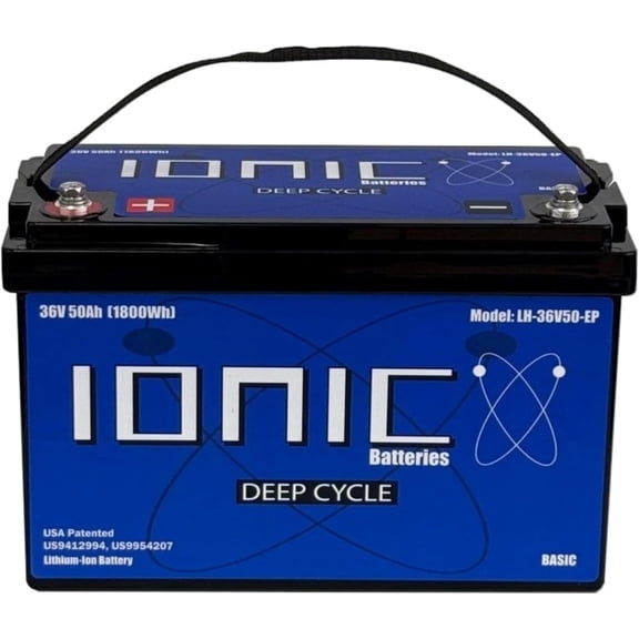 Ionic Lithium 36V 50Ah LiFePO4 Deep Cycle Battery (No Bluetooth) - Perfect for Trolling Motors and 36v Power Systems