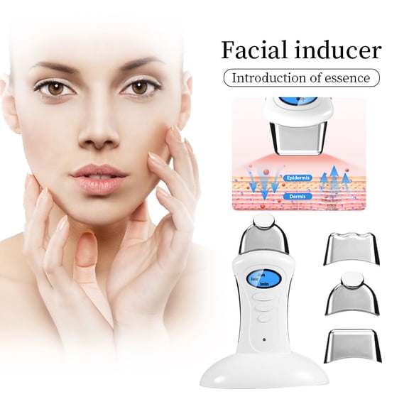 Ionic Microcurrent Facial Essence Infuser, Rechargeable Skin Absorption Booster Massager with 3 Replaceable Heads, Home Lifting Firming Anti-Aging Skin Care Tool for Face, Neck & Eye
