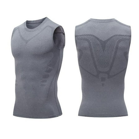 Ionic Shaping Vest, Guys Men'S Chest Gynecomastia Compression Top To Build A Perfect Body Gray M
